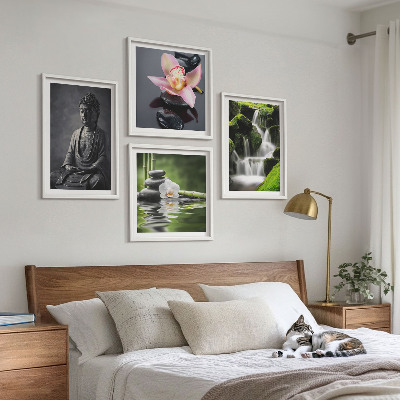 Set tablouri gata de agățat Picturi ZEN cu pietre de apă Buddha