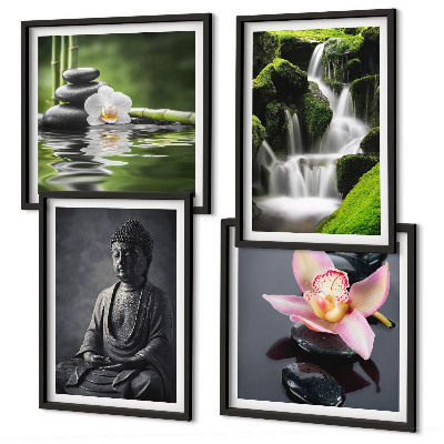 Set tablouri gata de agățat Picturi ZEN cu pietre de apă Buddha