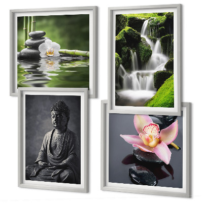 Set tablouri gata de agățat Picturi ZEN cu pietre de apă Buddha