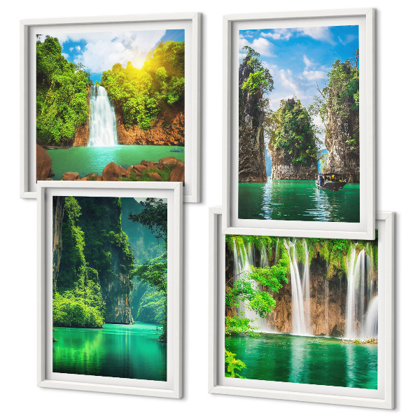 Set tablouri gata de agățat Peisaje verzi, cascade