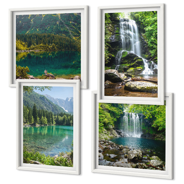 Set tablouri gata de agățat Cascade în împrejurimi verzi