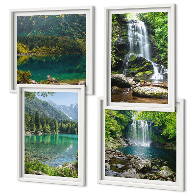 Set tablouri gata de agățat Cascade în împrejurimi verzi