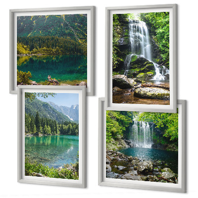 Set tablouri gata de agățat Cascade în împrejurimi verzi