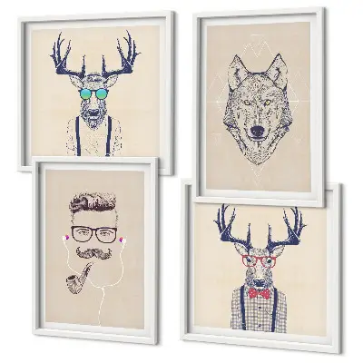Compoziție de tablouri pentru perete portrete elegante cu animale