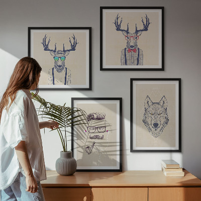 Compoziție de tablouri pentru perete Portrete elegante de animale