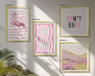 Compoziție de tablouri pentru perete Peisaj montan pastelat cu flamingo roz