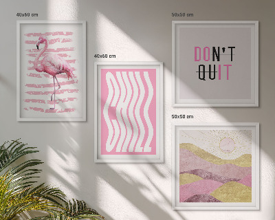 Compoziție de tablouri pentru perete Peisaj montan pastelat cu flamingo roz