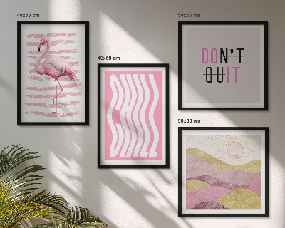Compoziție de tablouri pentru perete Peisaj montan pastelat cu flamingo roz