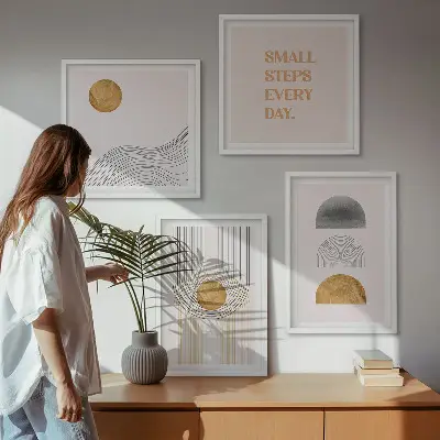 Set de tablouri cu forme geometrice abstracte gata de agățat