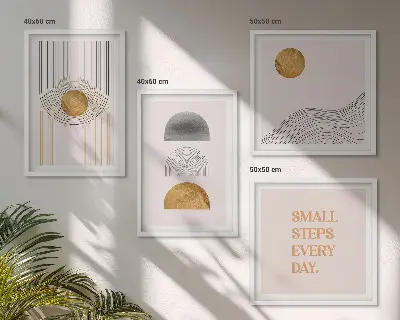 Set de tablouri cu forme geometrice abstracte gata de agățat