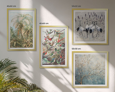 Compoziție de tablouri pentru perete Plante tropicale păsări natură