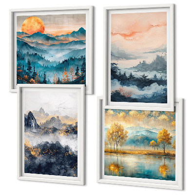 Compoziție de tablouri pentru perete Abstracțiuni pictate ale naturii
