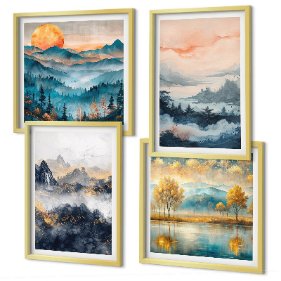 Compoziție de tablouri pentru perete Abstracțiuni pictate ale naturii