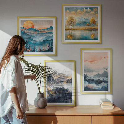 Compoziție de tablouri pentru perete Abstracțiuni pictate ale naturii