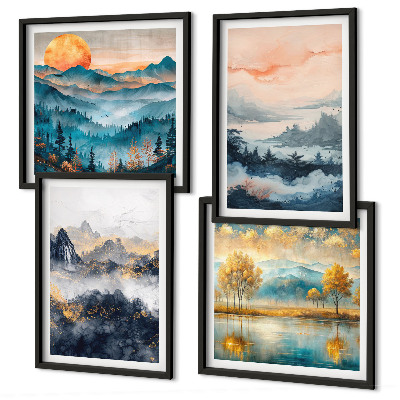 Compoziție de tablouri pentru perete Abstracțiuni pictate ale naturii
