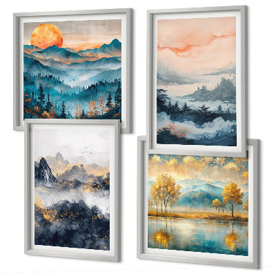 Compoziție de tablouri pentru perete Abstracțiuni pictate ale naturii