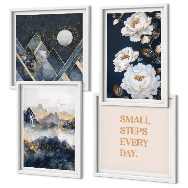 Set de tablouri gata de agățat cu design abstract inspirat din flori de munte
