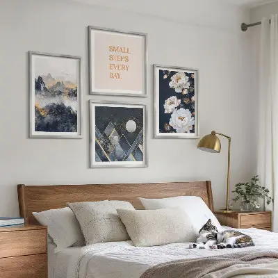 Set de tablouri gata de agățat cu design abstract inspirat din flori de munte