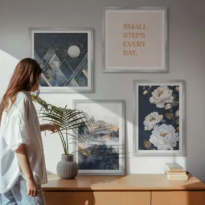 Set de tablouri gata de agățat cu design abstract inspirat din flori de munte