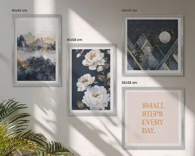 Set de tablouri gata de agățat cu design abstract inspirat din flori de munte