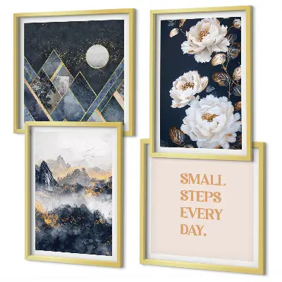 Set de tablouri gata de agățat cu design abstract inspirat din flori de munte