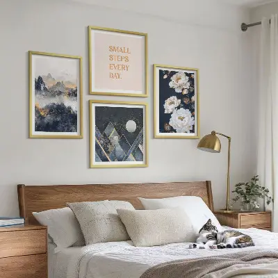 Set de tablouri gata de agățat cu design abstract inspirat din flori de munte
