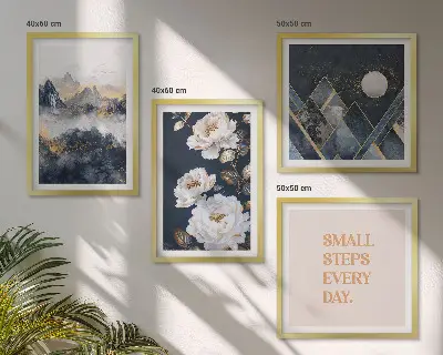 Set de tablouri gata de agățat cu design abstract inspirat din flori de munte