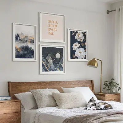 Set de tablouri gata de agățat cu design abstract inspirat din flori de munte