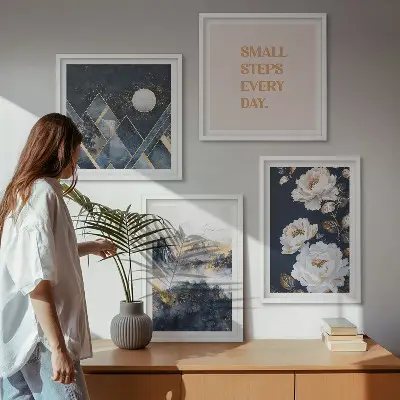 Set de tablouri gata de agățat cu design abstract inspirat din flori de munte