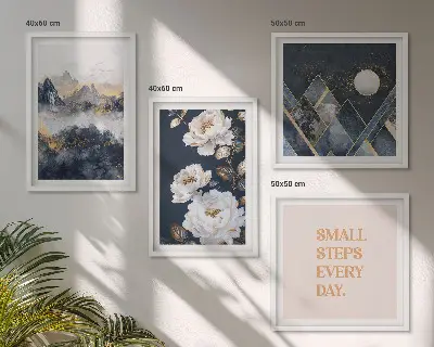 Set de tablouri gata de agățat cu design abstract inspirat din flori de munte