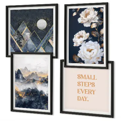 Set de tablouri gata de agățat cu design abstract inspirat din flori de munte