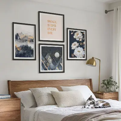 Set de tablouri gata de agățat cu design abstract inspirat din flori de munte