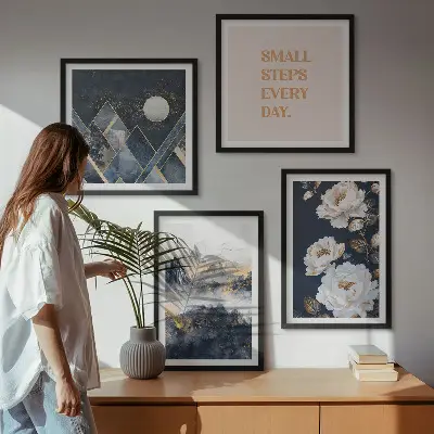 Set de tablouri gata de agățat cu design abstract inspirat din flori de munte