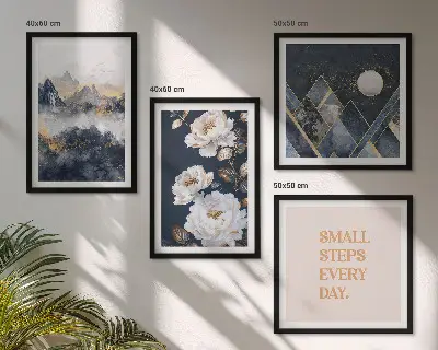 Set de tablouri gata de agățat cu design abstract inspirat din flori de munte