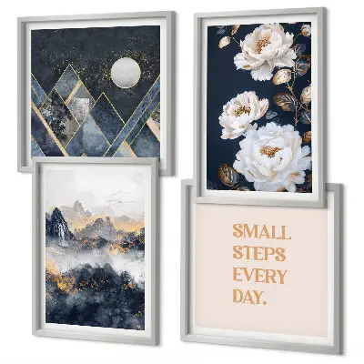 Set de tablouri gata de agățat cu design abstract inspirat din flori de munte