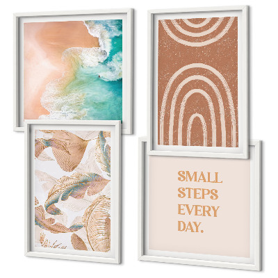 Compoziție de tablouri pentru perete Litere delicate cu frunze boho