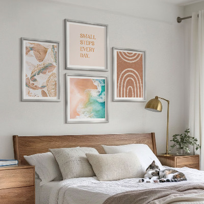 Compoziție de tablouri pentru perete Litere delicate cu frunze boho
