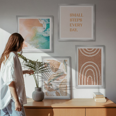 Compoziție de tablouri pentru perete Litere delicate cu frunze boho