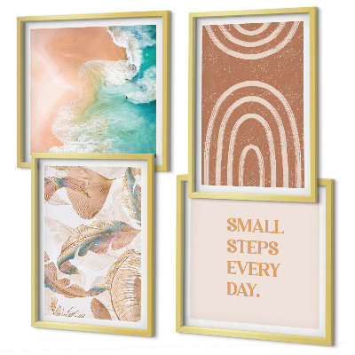 Compoziție de tablouri pentru perete Litere delicate cu frunze boho