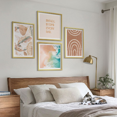 Compoziție de tablouri pentru perete Litere delicate cu frunze boho