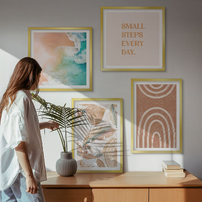 Compoziție de tablouri pentru perete Litere delicate cu frunze boho