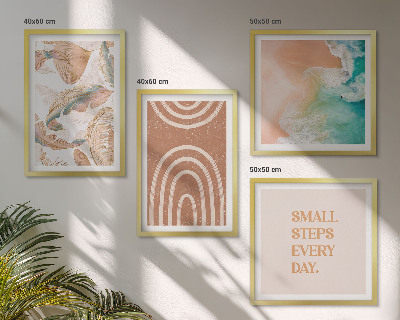 Compoziție de tablouri pentru perete Litere delicate cu frunze boho