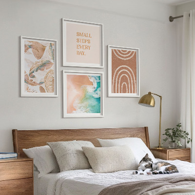 Compoziție de tablouri pentru perete Litere delicate cu frunze boho