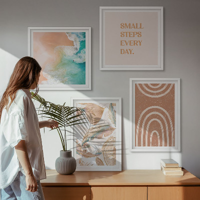 Compoziție de tablouri pentru perete Litere delicate cu frunze boho