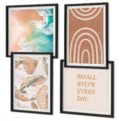 Compoziție de tablouri pentru perete Litere delicate cu frunze boho