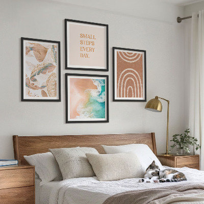 Compoziție de tablouri pentru perete Litere delicate cu frunze boho