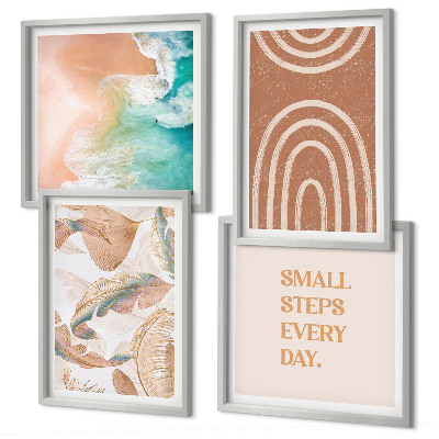 Compoziție de tablouri pentru perete Litere delicate cu frunze boho