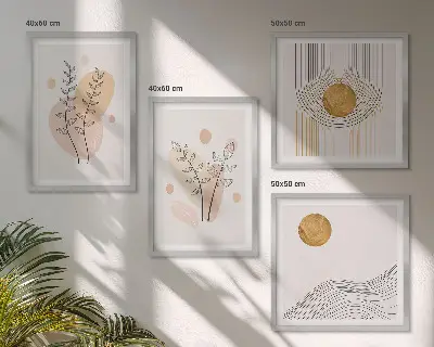 Set de tablouri cu desene minimaliste cu plante gata de agățat