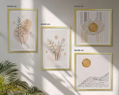 Set de tablouri cu desene minimaliste cu plante gata de agățat