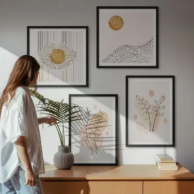 Set de tablouri cu desene minimaliste cu plante gata de agățat